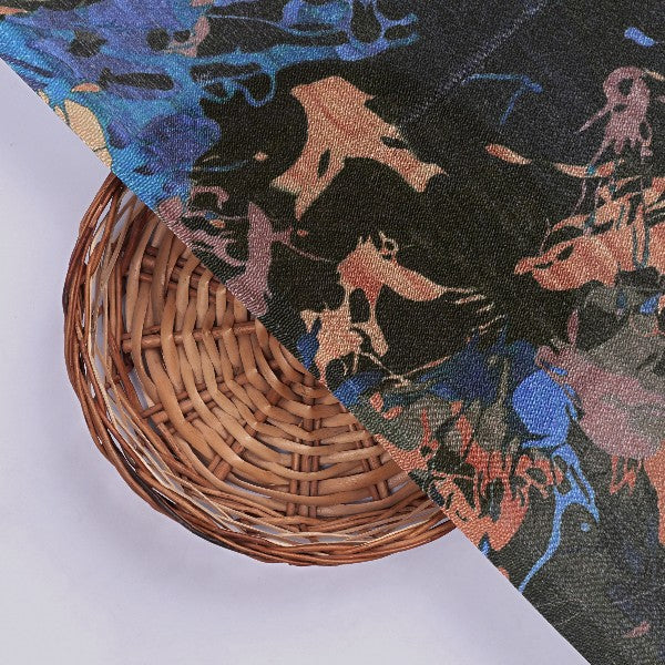 Chinon Abstract Print Black Dress Fabric - Image 3