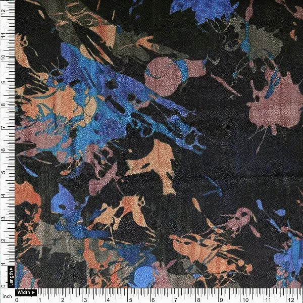 Chinon Abstract Print Black Dress Fabric - Image 4