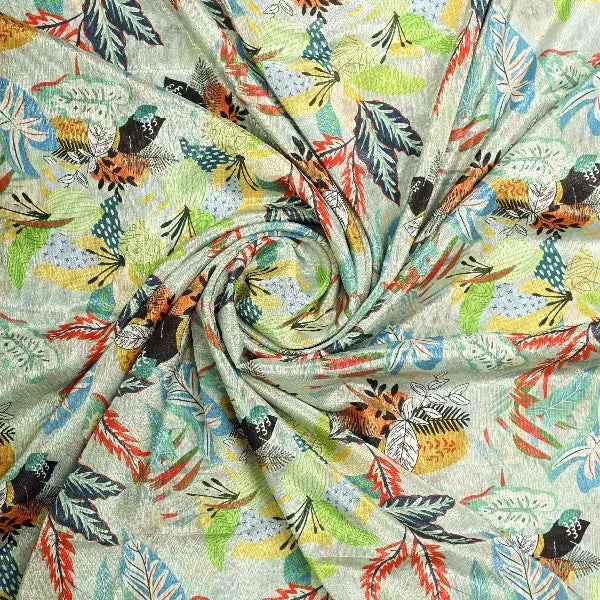 Chinon Tropical Leaf Print Fabric – Green - Image 2
