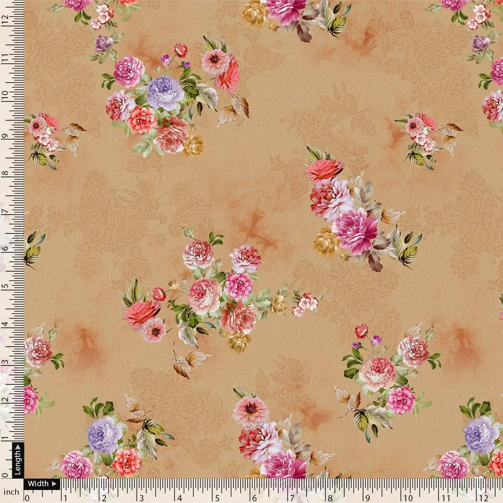 Chintz Pink Florish Flower Digital Printed Fabric - Image 4