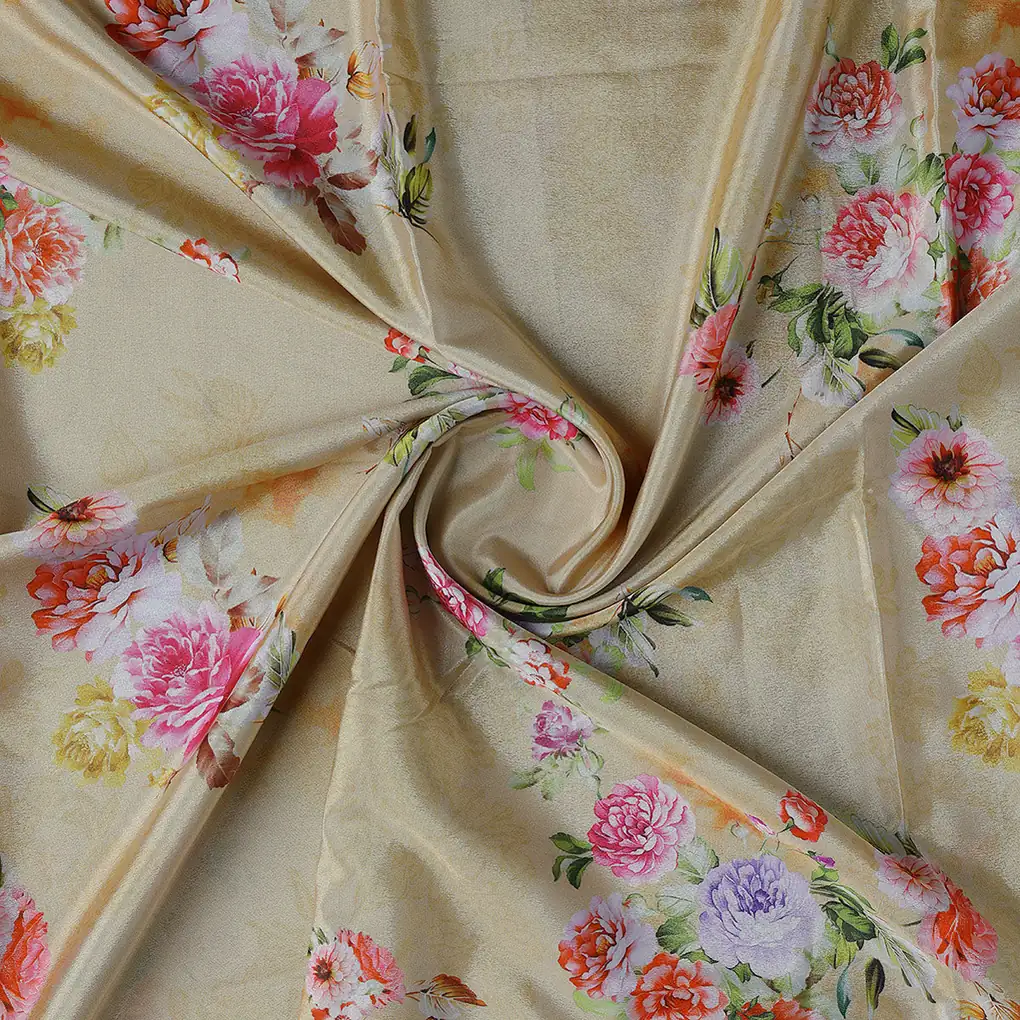 Chintz Pink Florish Flower Digital Printed Fabric - Crepe - Image 2