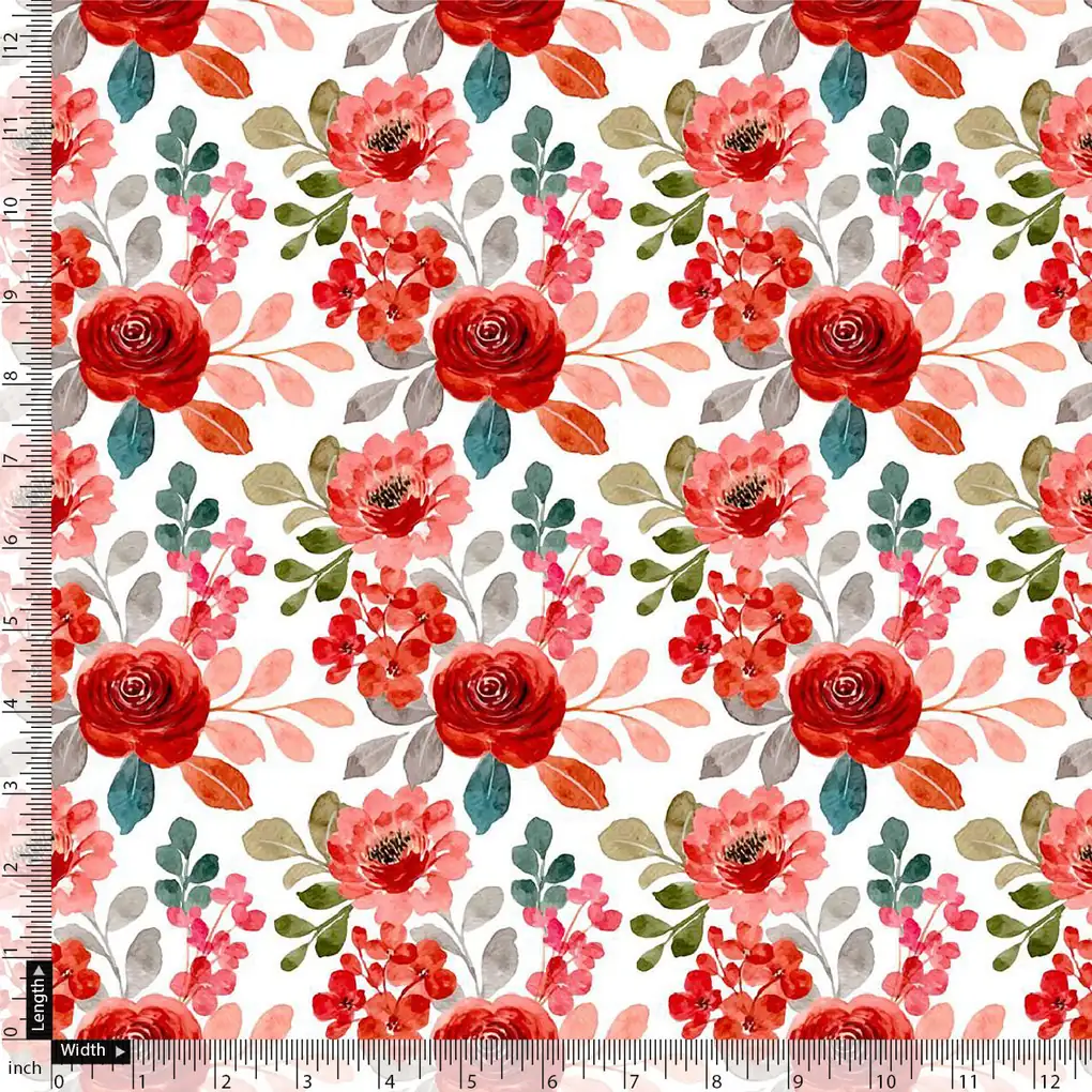 Gorgeous Red Floral Japan Satin Printed Fabric - Image 3