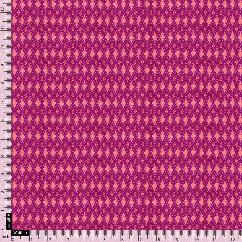 Classic Multi Pattern Ikat Pink Colour Digital Printed Fabric - Image 5