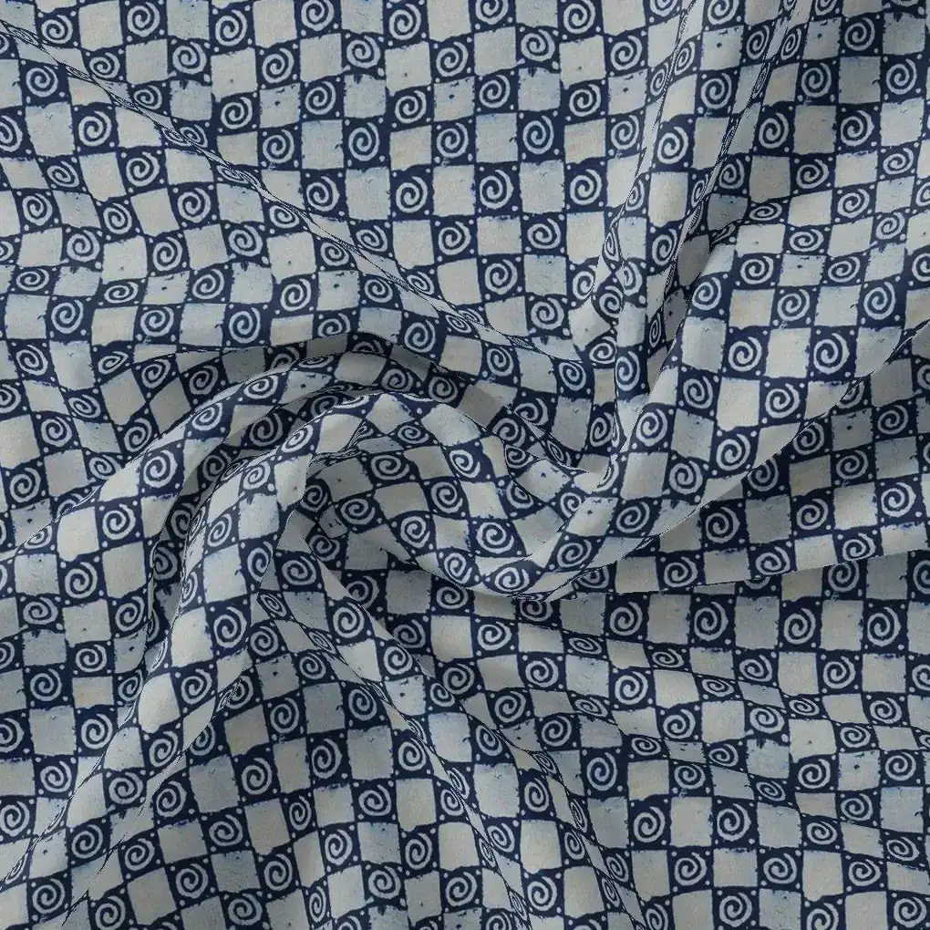 Classic Round With Checks Digital Printed Fabric - Kora Silk - Image 3