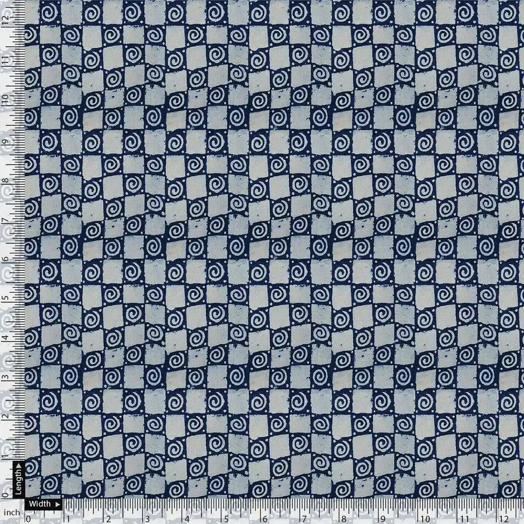 Classic Round With Checks Digital Printed Fabric - Pure Chinon - Image 4