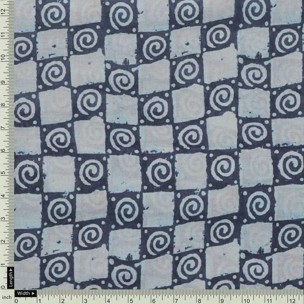 Classic Round With Checks Digital Printed Fabric - Cotton - Image 4