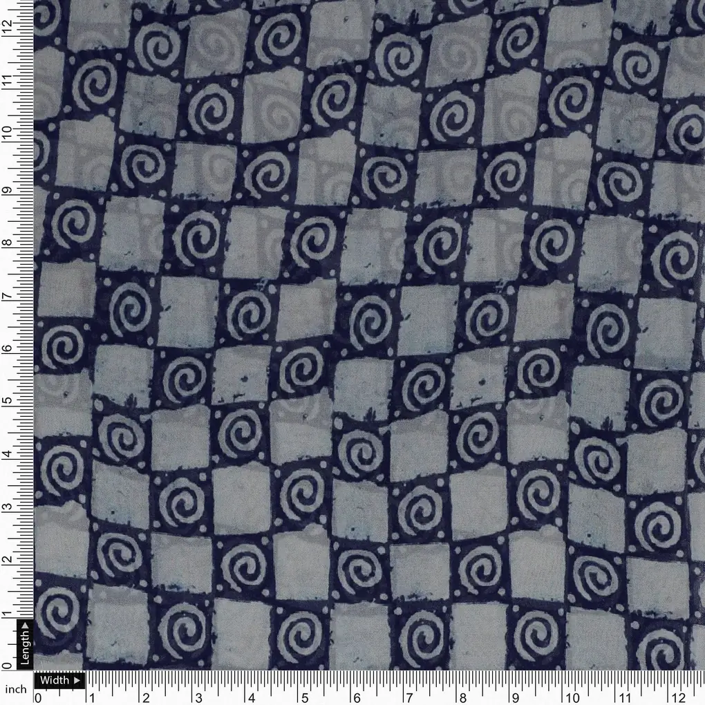 Classic Round With Checks Digital Printed Fabric - Pure Georgette - Image 4