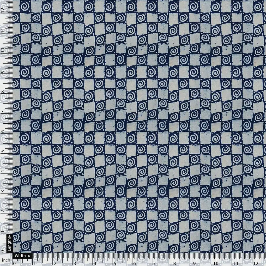 Classic Round With Checks Digital Printed Fabric - Rayon - Image 4