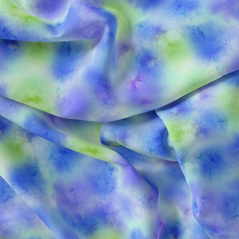 Classic Spotted Blue & Green Digital Printed Fabric - Image 3
