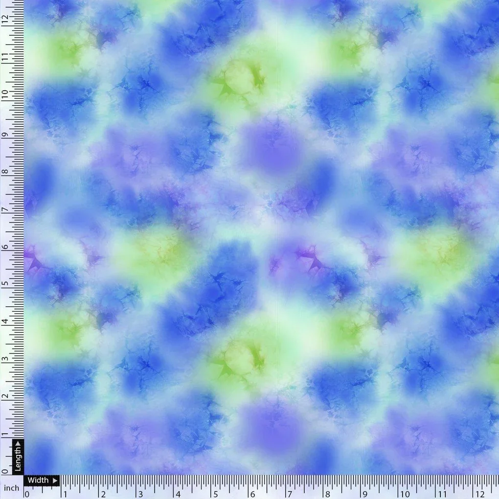 Classic Spotted Blue & Green Digital Printed Fabric - Image 4