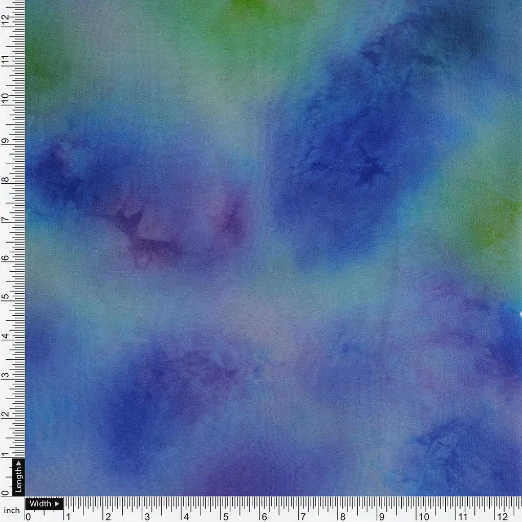 Classic Spotted Blue & Green Digital Printed Fabric - Pure Georgette - Image 4