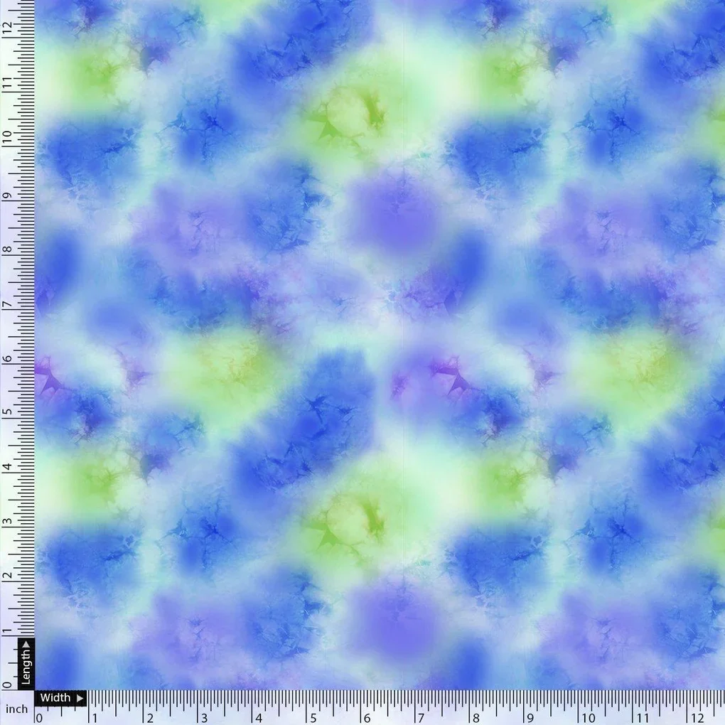 Classic Spotted Blue & Green Digital Printed Fabric - Pure Muslin - Image 4