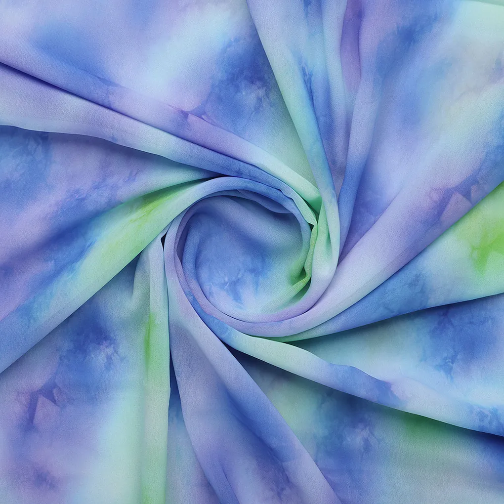 Classic Spotted Blue & Green Digital Printed Fabric - Weightless - Image 2