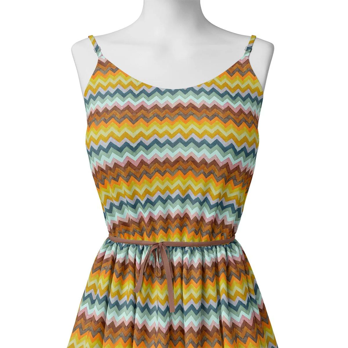 Classic Zigzag Multicolour Waves Digital Printed Fabric - Weightless - Image 2