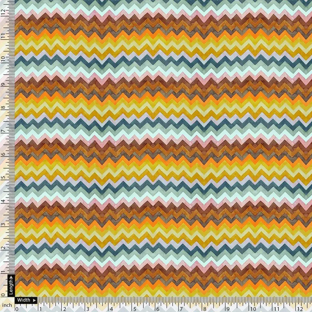 Classic Zigzag Multicolour Waves Digital Printed Fabric - Weightless - Image 4