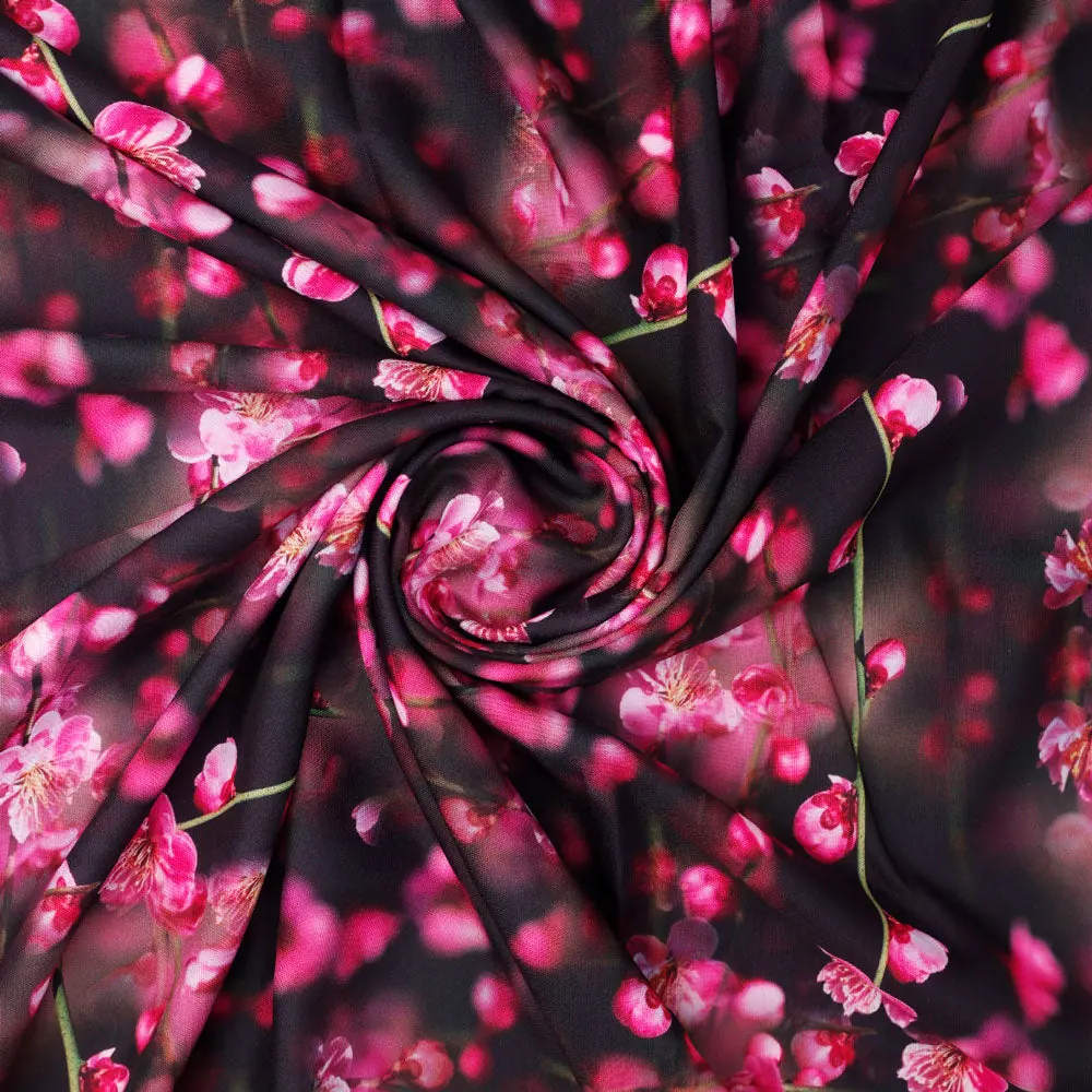 Classy and Attractive Pink Floral Digital Printed Rayon Fabric - Image 2