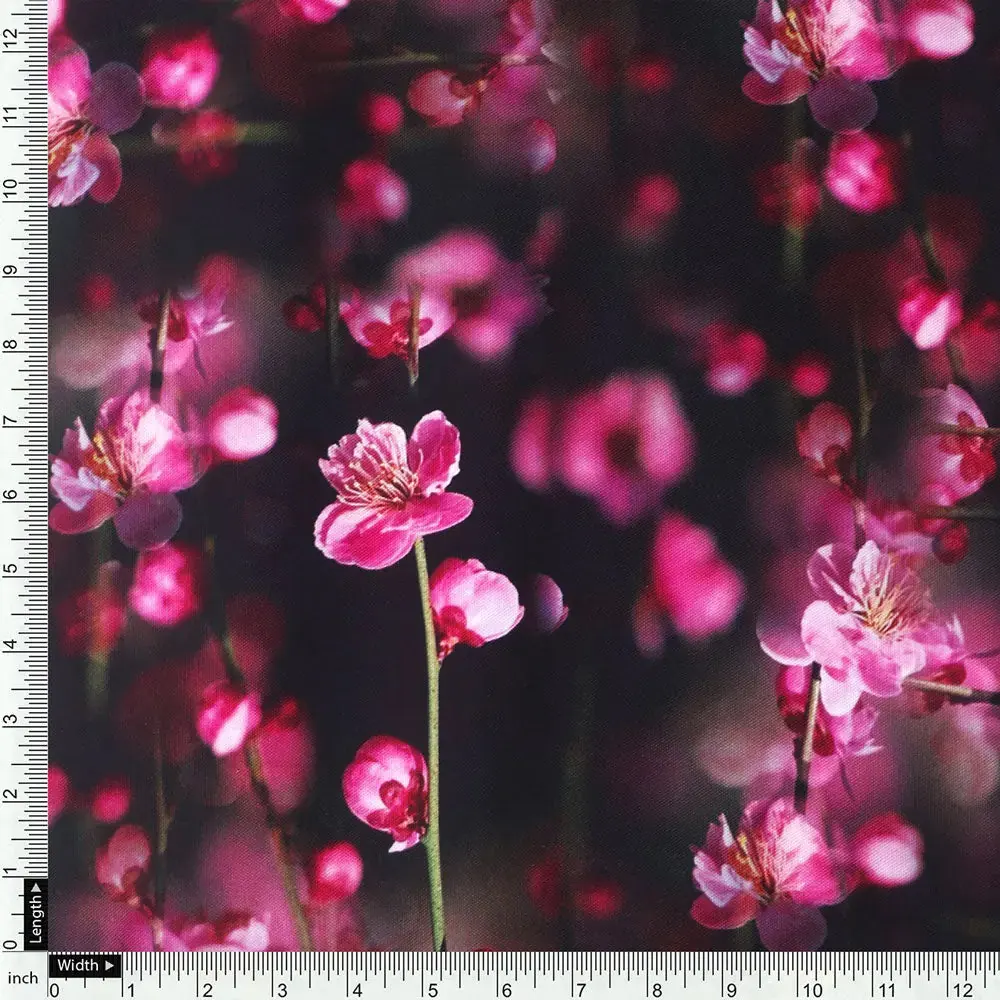 Classy and Attractive Pink Floral Digital Printed Rayon Fabric - Image 4