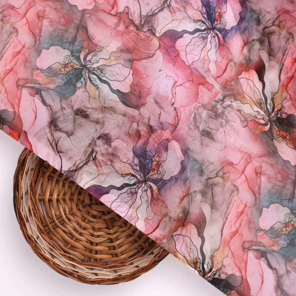 Classy and colorful damask digital printed weightless fabric - Image 3