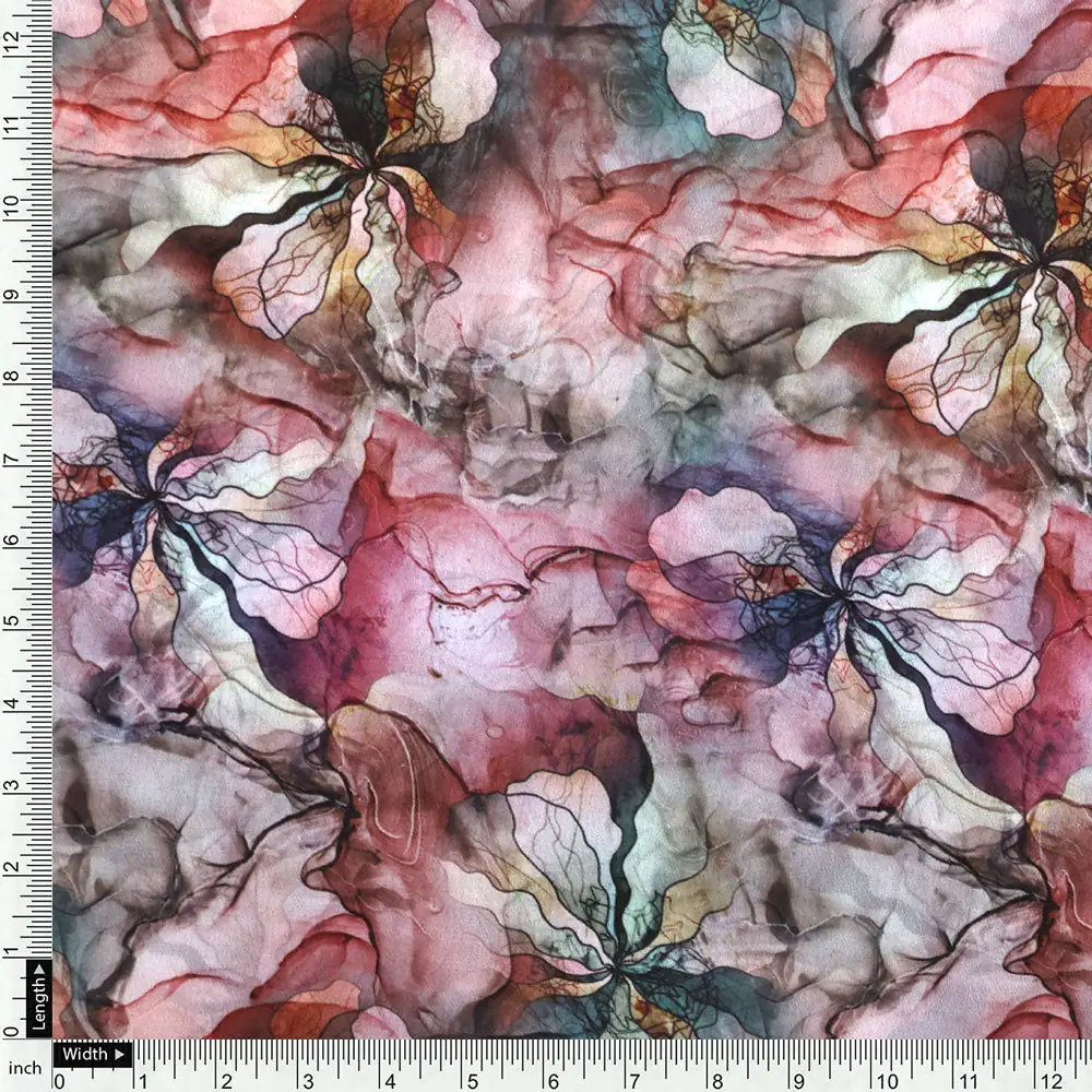 Classy and colorful damask digital printed weightless fabric - Image 4