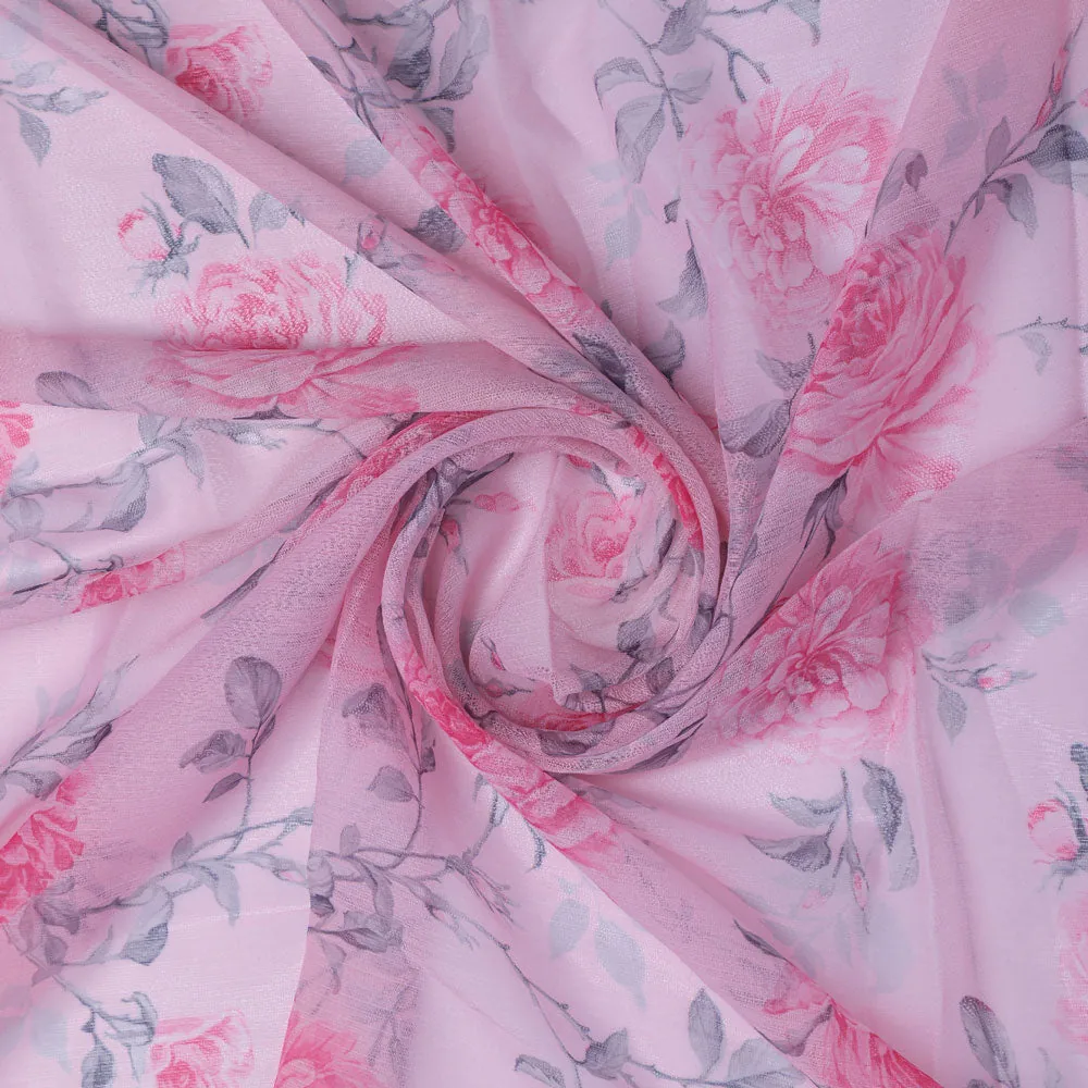 Classy and colorful floral chiffon fabric - Pink - Image 2