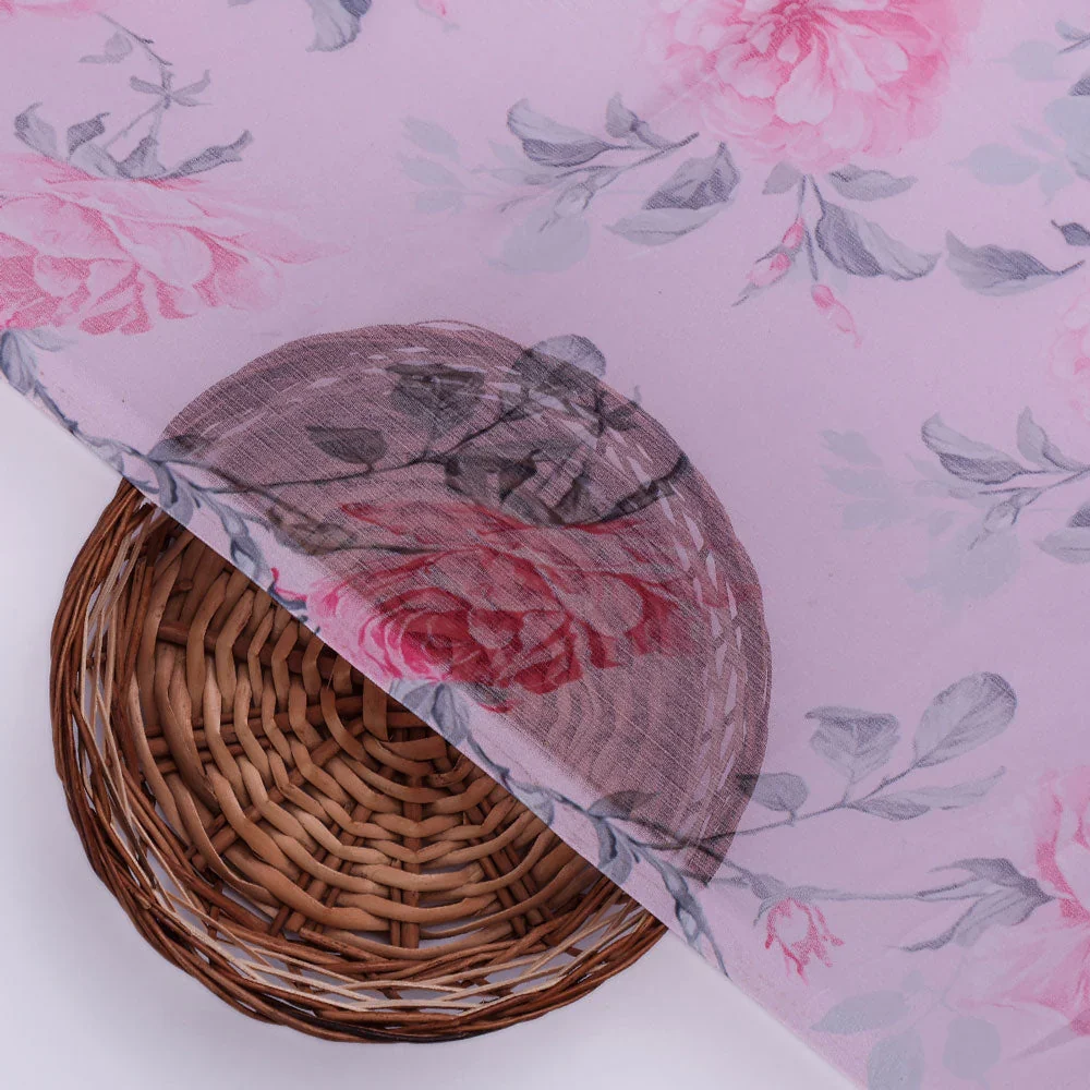 Classy and colorful floral chiffon fabric - Pink - Image 3