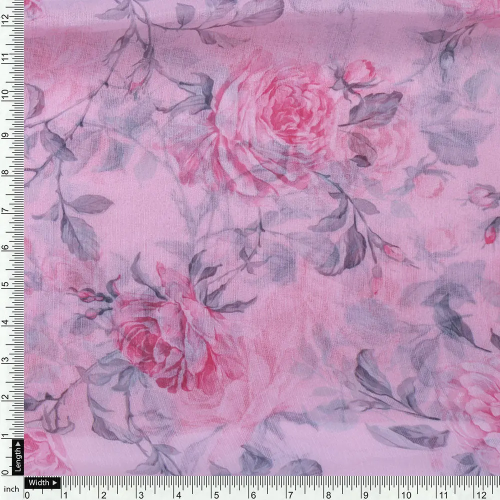 Classy and colorful floral chiffon fabric - Pink - Image 4