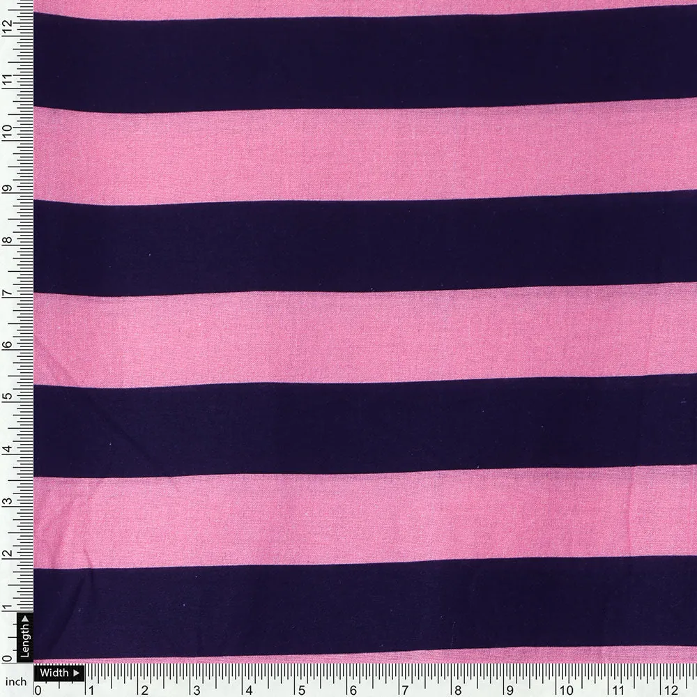 Classy Black and Pink Striped Pure Cotton Digital Printed Fabric - Image 4