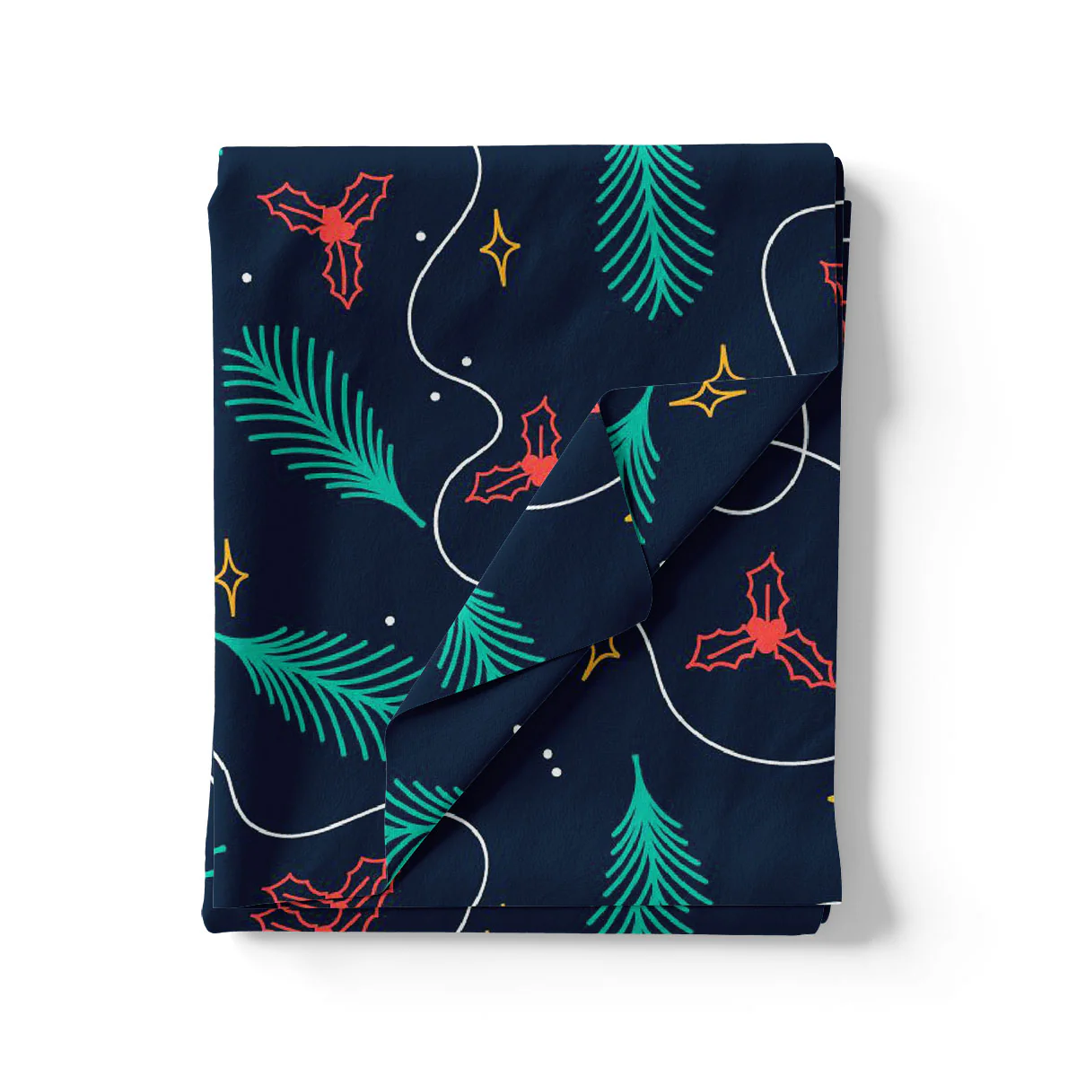 Classy Blue Christmas Printed Japan Satin Digital Fabric - Image 2