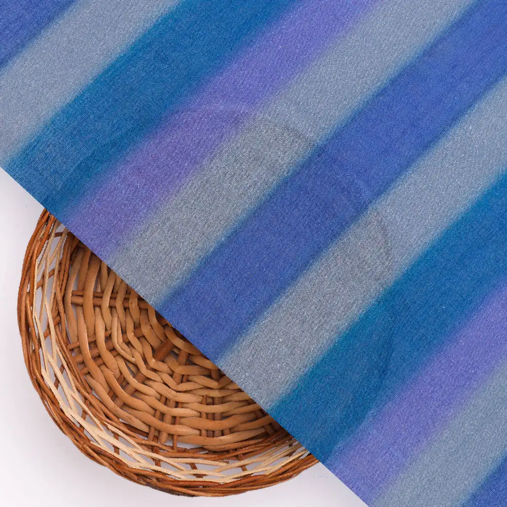 Classy Blue Strips Pure Cotton Digital Printed Fabric - Image 2