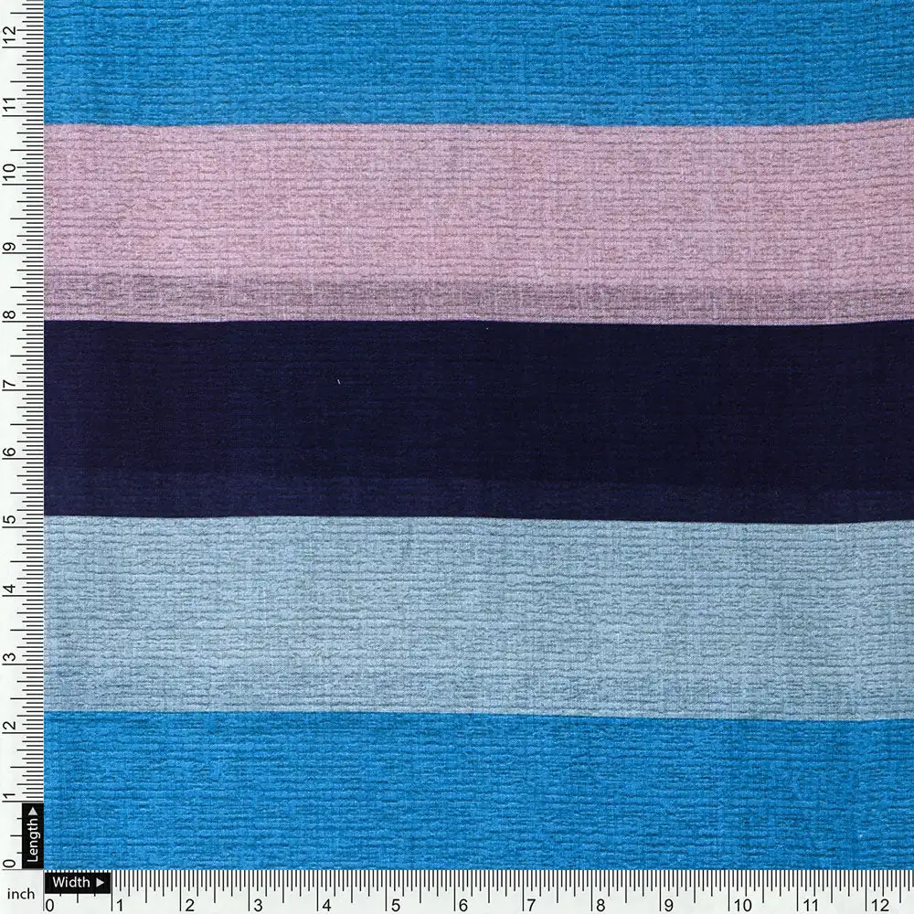 Classy Blue Strips Pure Cotton Digital Printed Fabric - Image 4