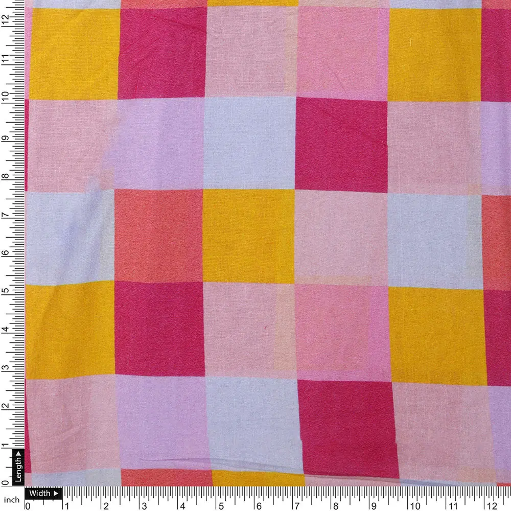 Classy digital printed checkered pure cotton fabric by FAB VOGUE Studio - Image 4