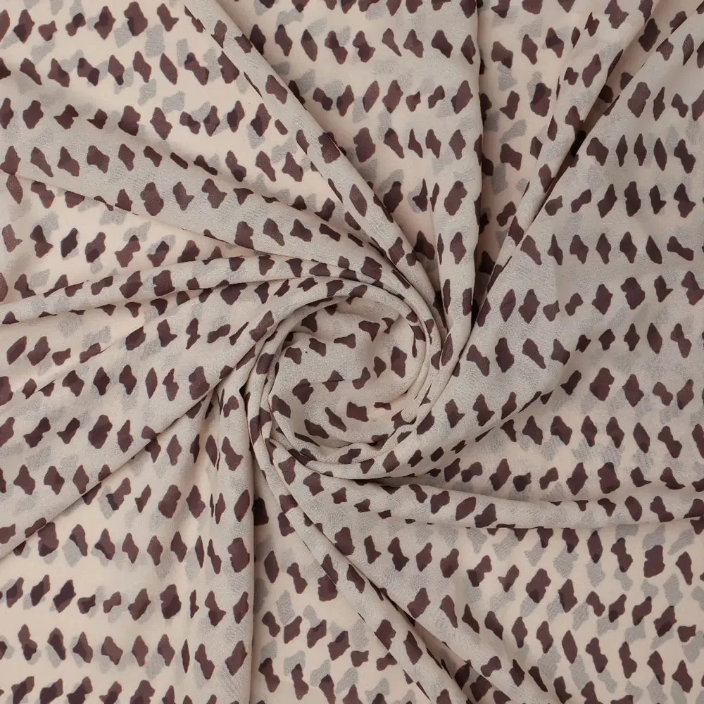 Classy digital printed fabric in cream color - Image 3