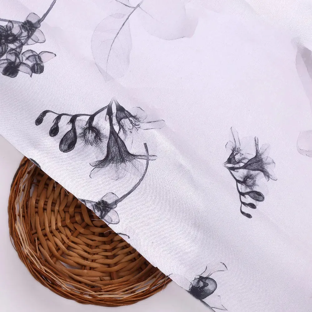 Classy Digital Printed Japan Satin Fabric in White - Image 3