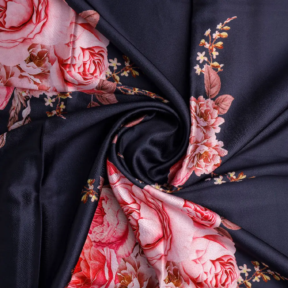 Classy floral digital printed fabric in gray by FAB VOGUE Studio - Image 2