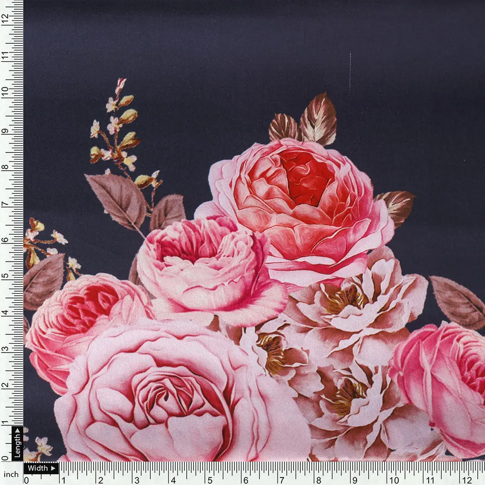 Classy floral digital printed fabric in gray by FAB VOGUE Studio - Image 4