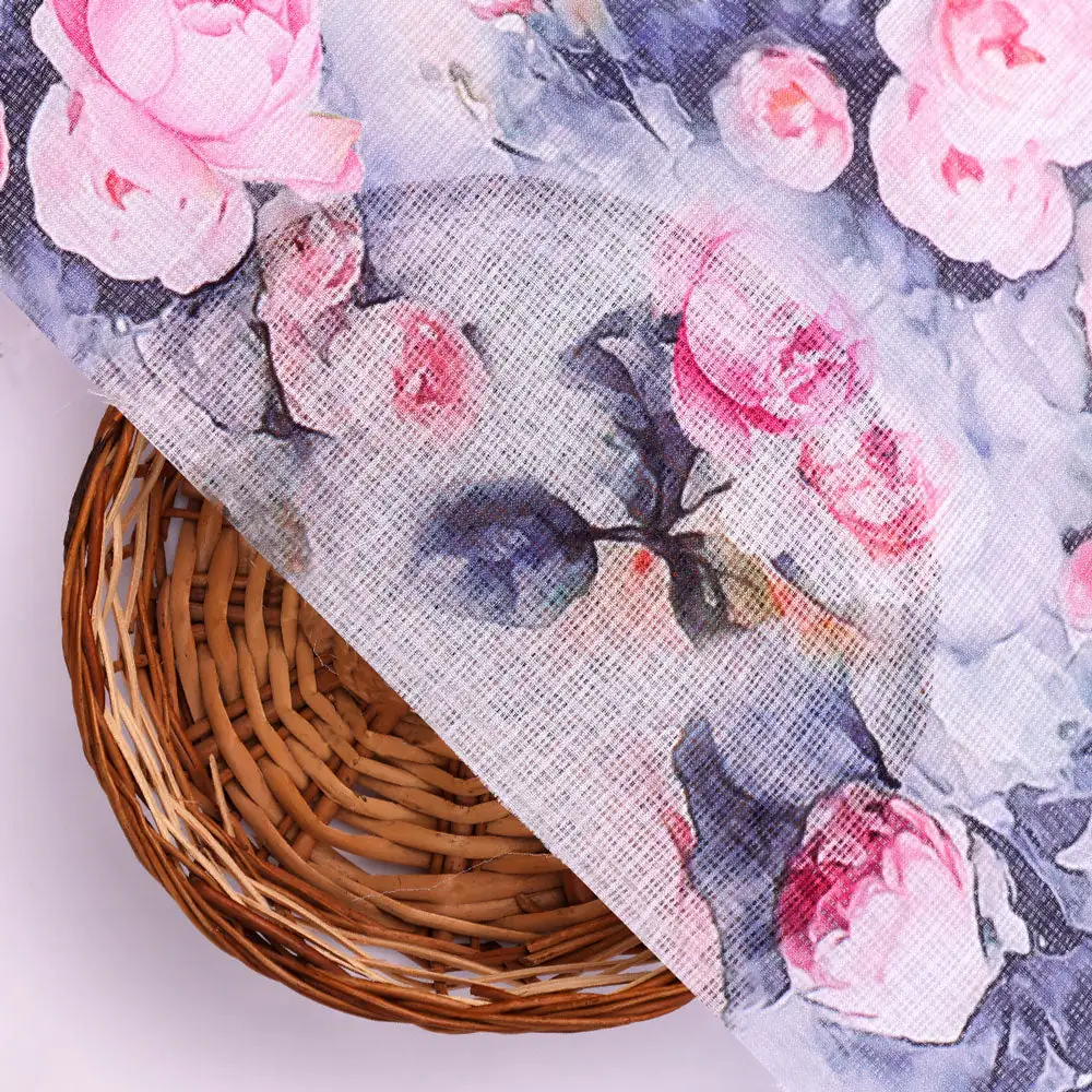 Classy floral digital printed Kota Doria fabric from FAB VOGUE Studio - Image 3