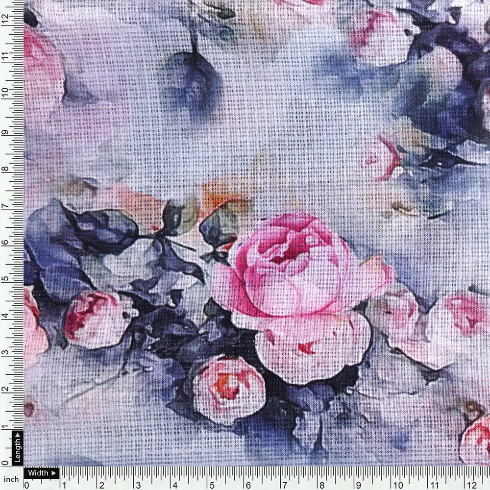 Classy floral digital printed Kota Doria fabric from FAB VOGUE Studio - Image 4