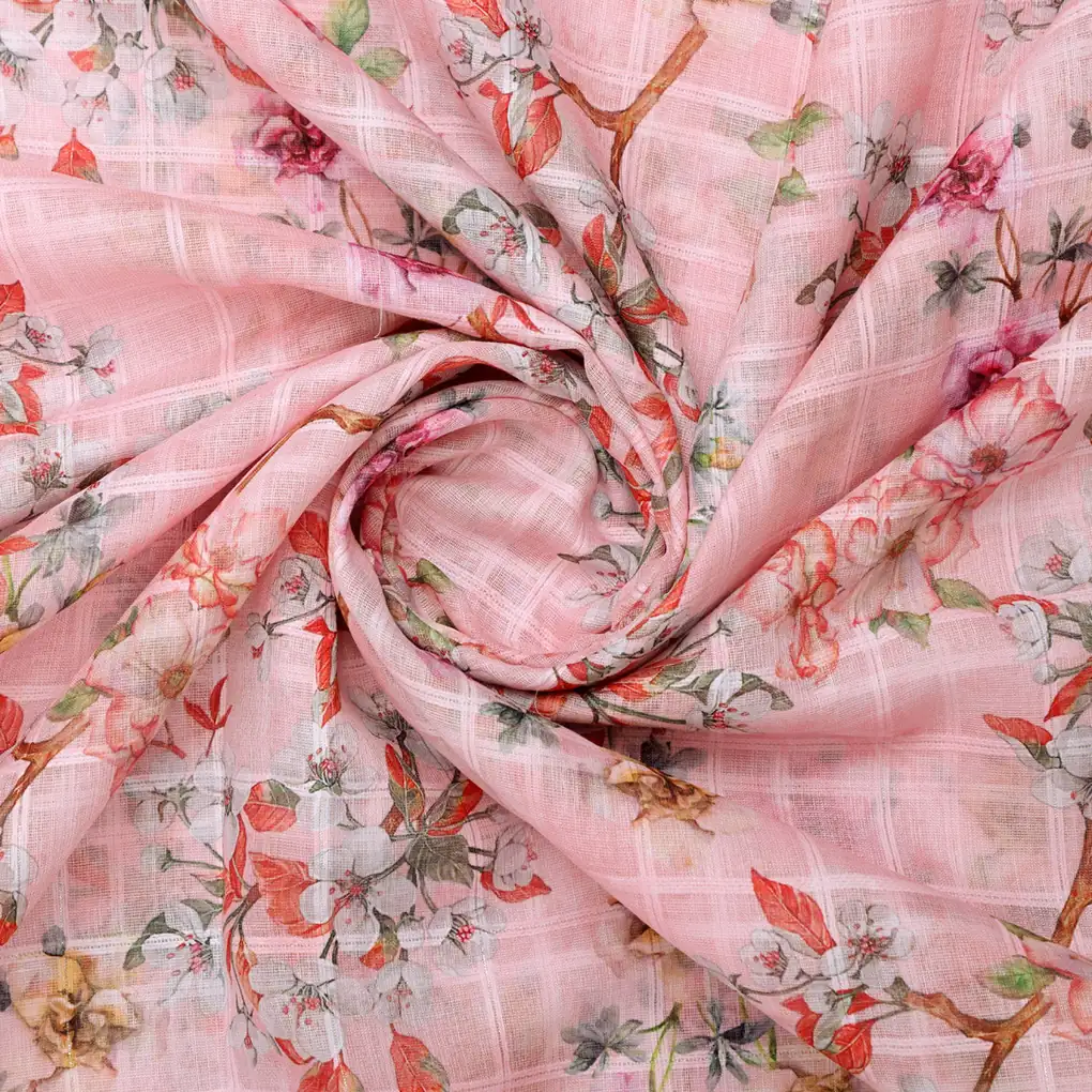 Classy Floral & Leaf Linen Printed Fabrics - Image 3