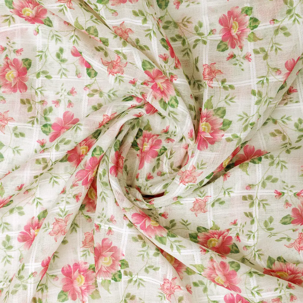 Classy Floral Linen Printed Fabric - Image 3