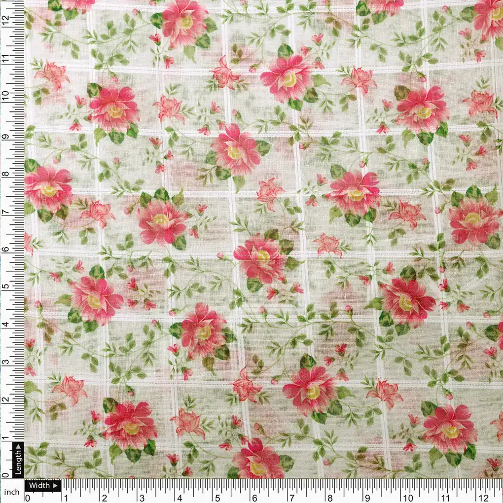 Classy Floral Linen Printed Fabric - Image 4