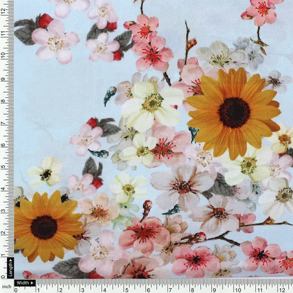 Classy floral print silk crepe fabric from FAB VOGUE Studio - Image 4