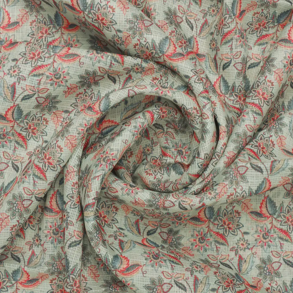 Classy Floral Velly Kota Doria Digital Printed Fabric Material - Image 3