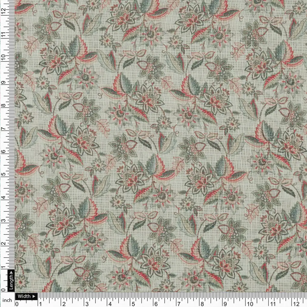 Classy Floral Velly Kota Doria Digital Printed Fabric Material - Image 4