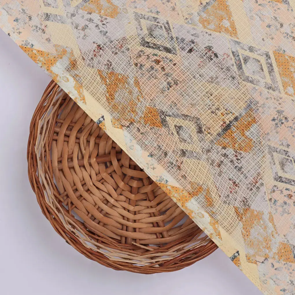 Classy Geometric Floral Kota Doria Printed Fabric Material - Image 2