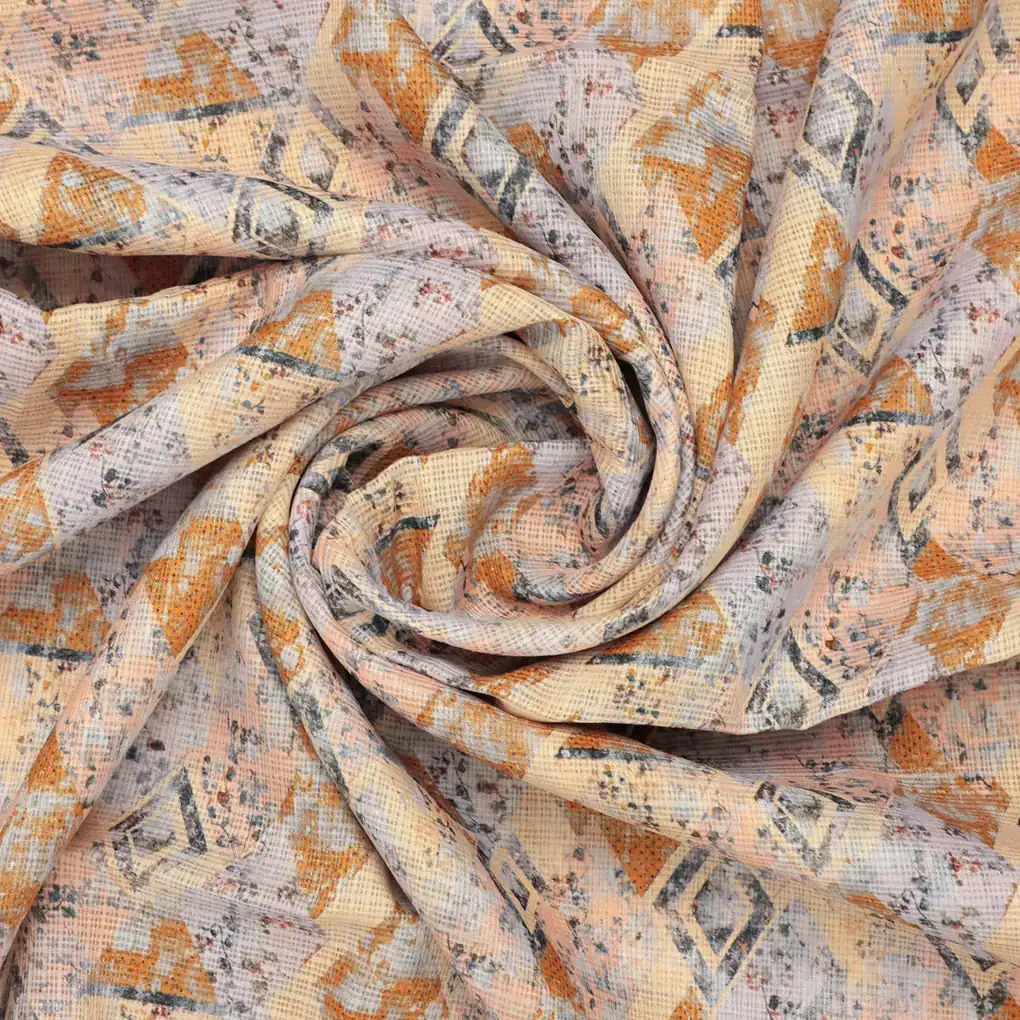 Classy Geometric Floral Kota Doria Printed Fabric Material - Image 3