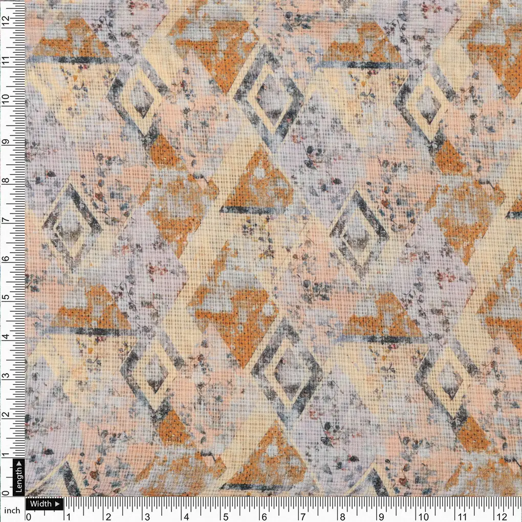 Classy Geometric Floral Kota Doria Printed Fabric Material - Image 4