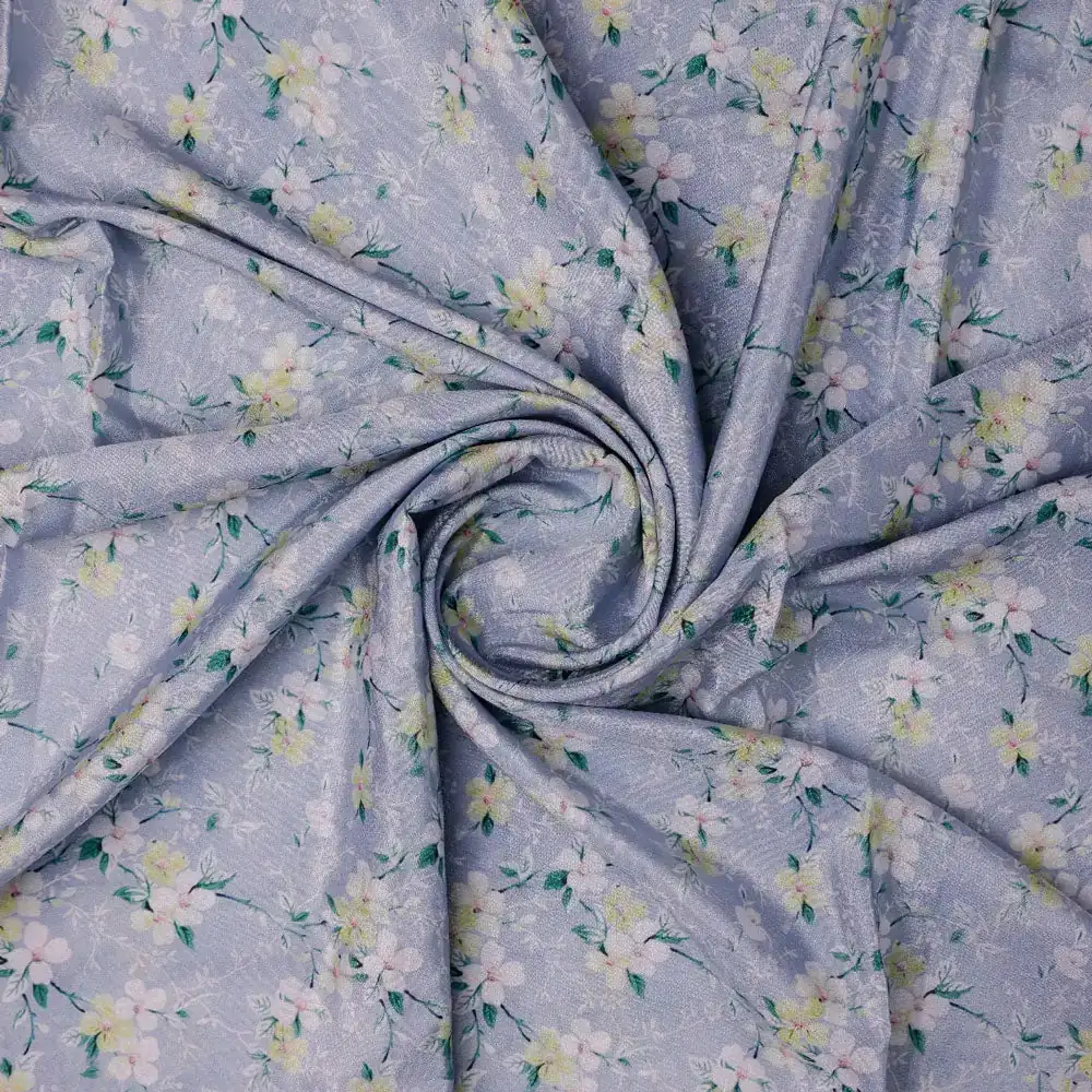 Classy Gray Ditsy Digital Printed Silk Crepe Fabric - Image 2