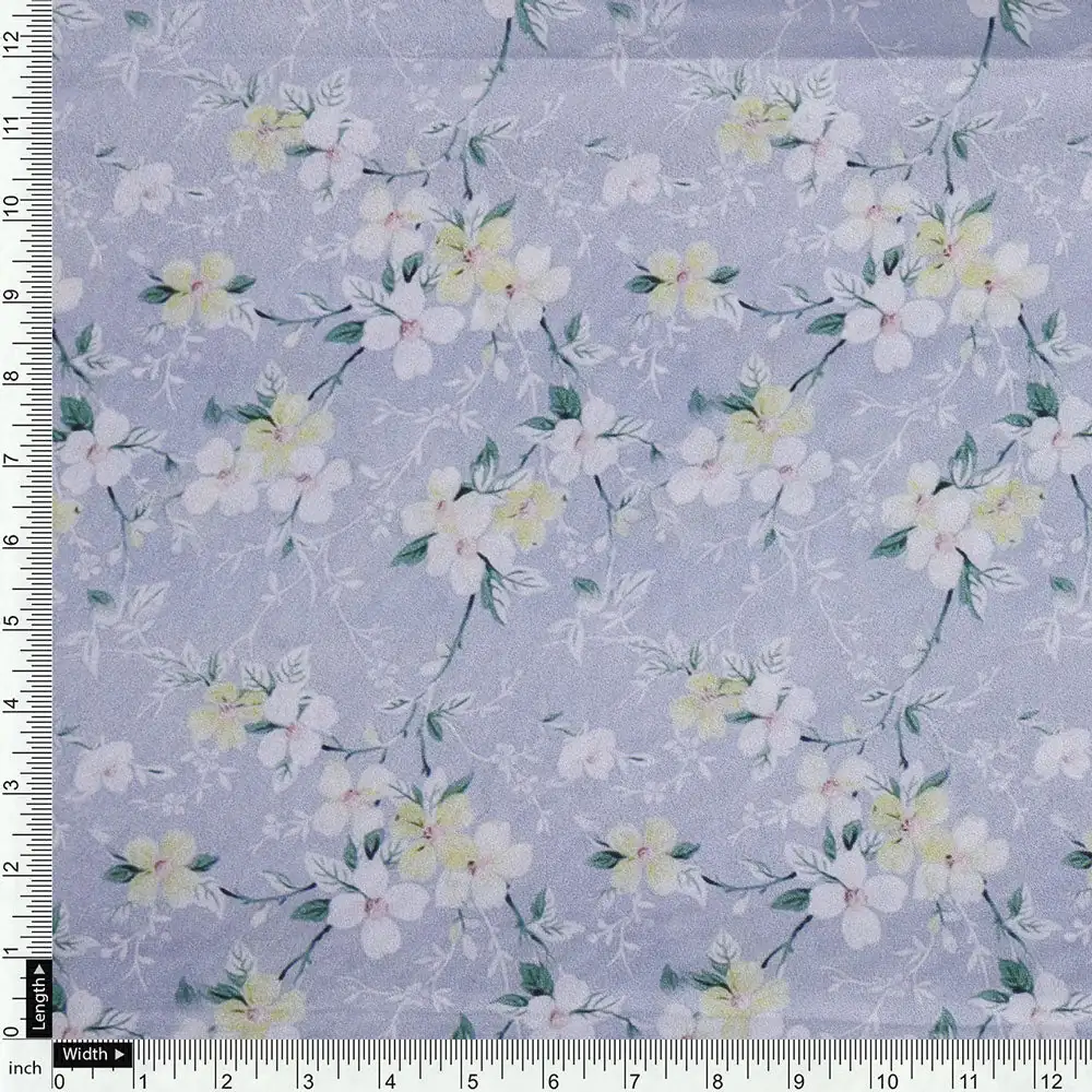 Classy Gray Ditsy Digital Printed Silk Crepe Fabric - Image 4