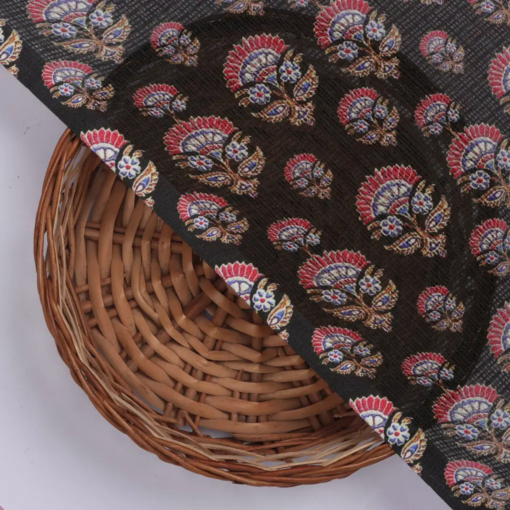 Classy Kota Doria Damask Floral Butti Printed Fabric Material - Image 2