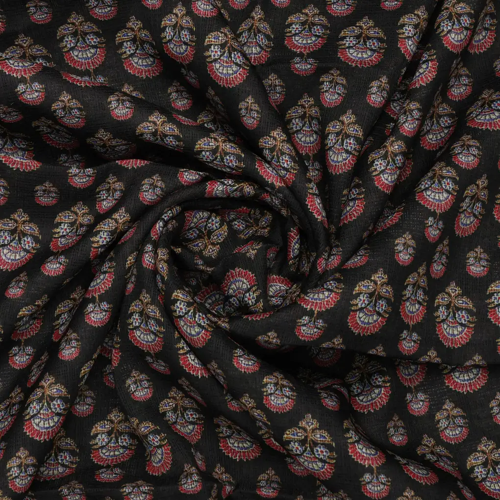 Classy Kota Doria Damask Floral Butti Printed Fabric Material - Image 3